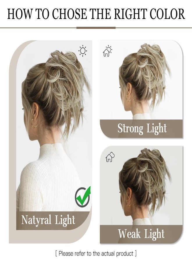 HMD 5 Pieces Messy Hair Bun Hairpiece Tousled Updo for Women Hair Extension Ponytail Scrunchies with Elastic Rubber Band Long Updo Messy Hairpiece Hair Accessories Set for Women （1B） - Image 4